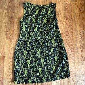 Neon lime/black lace shift dress